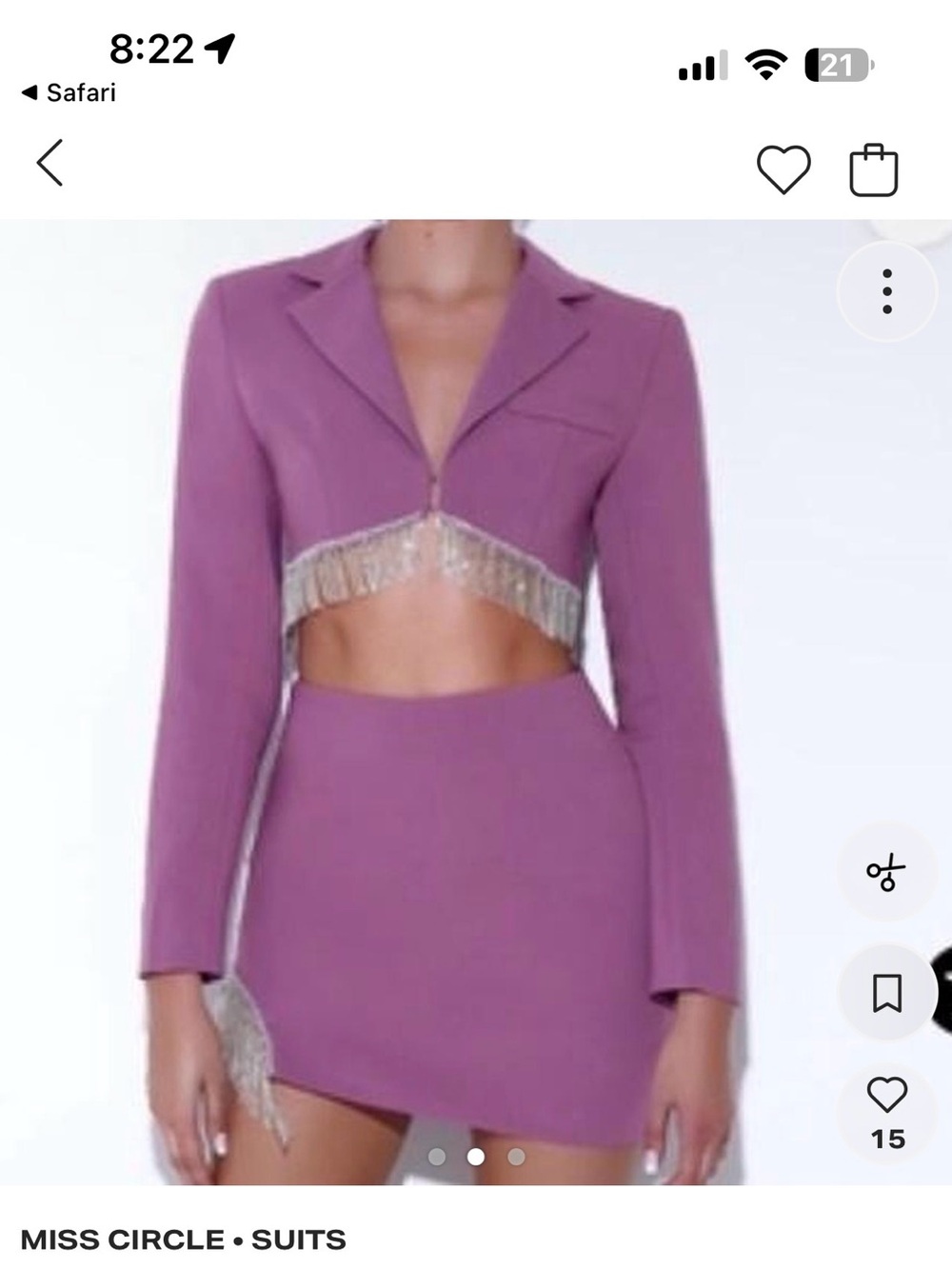 Miss Circle Purple Crop Blazer & Mini Skirt Set
